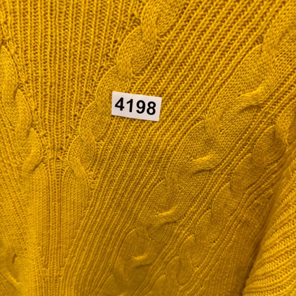 Antonio Melani Womens Cowl Neck 100% Wool Cable Knit Sweater Yellow Size Small